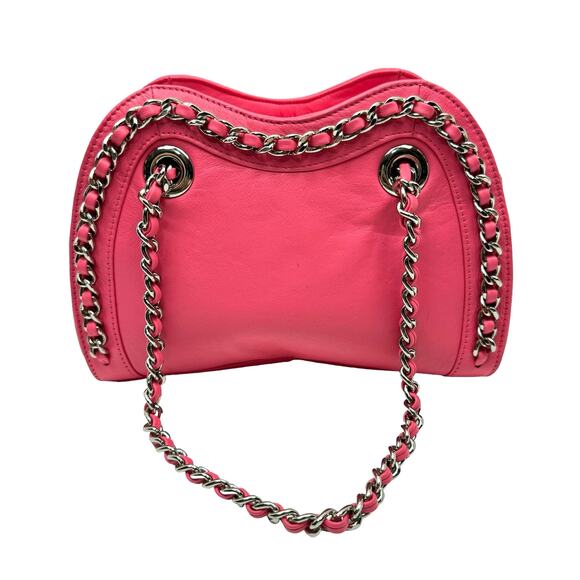 BODHI Monca Sweetheart Pink Leather Quilted Heart Chain Strap Small Bag Purse - Picture 2 of 10